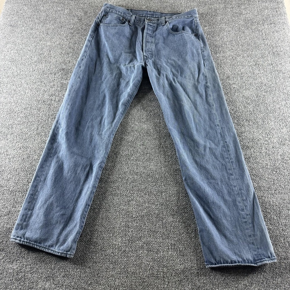 Levis 501 Jeans Mens 34x30 Blue Regular Straight Medium Wash Denim Button Fly